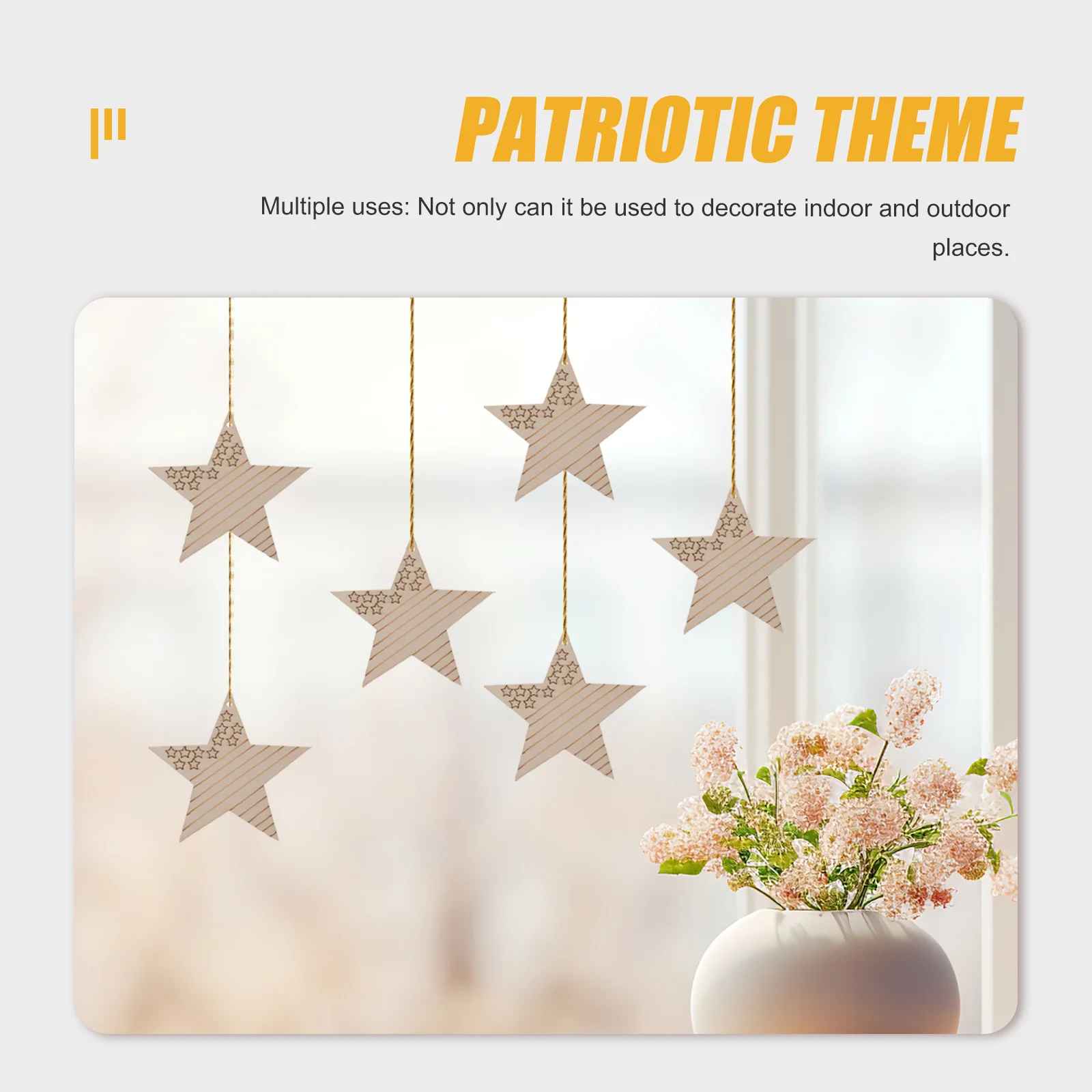 

10Pcs Wooden Stars Independence Day Desktop Ornaments Patriotic Table Signs Wood Decoration Usa Festival Festival Wood Decor