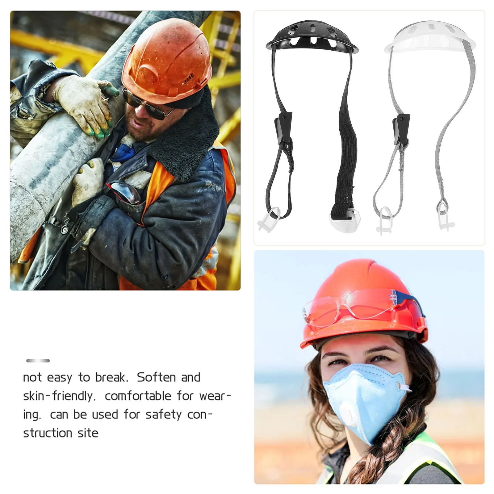 

2 Pcs Adjustment Chin Strap Wear-resistant Hard Hat Removable Straps Plastic