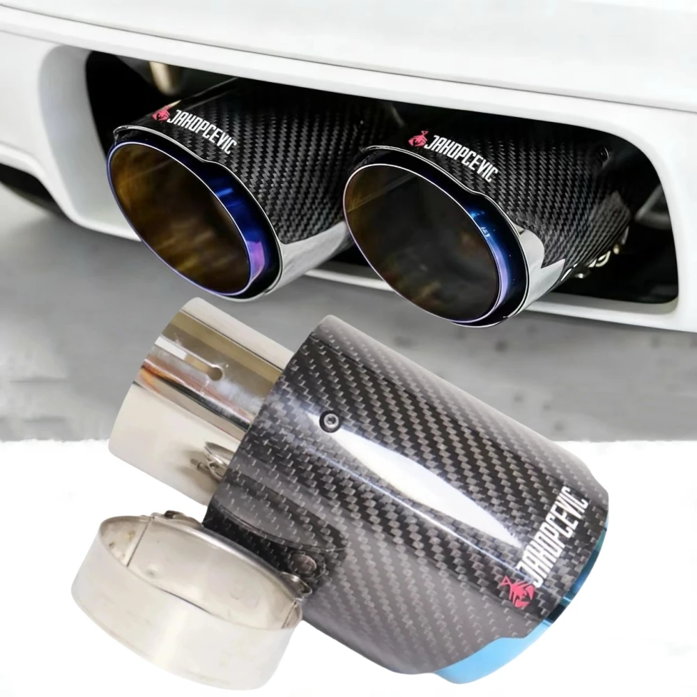 1Pcs Auto Modifikation Einzigen Auspuff Spitze Rohr Glänzend Blau Carbon Faser Schalldämpfer Endrohr Auspuff Düse