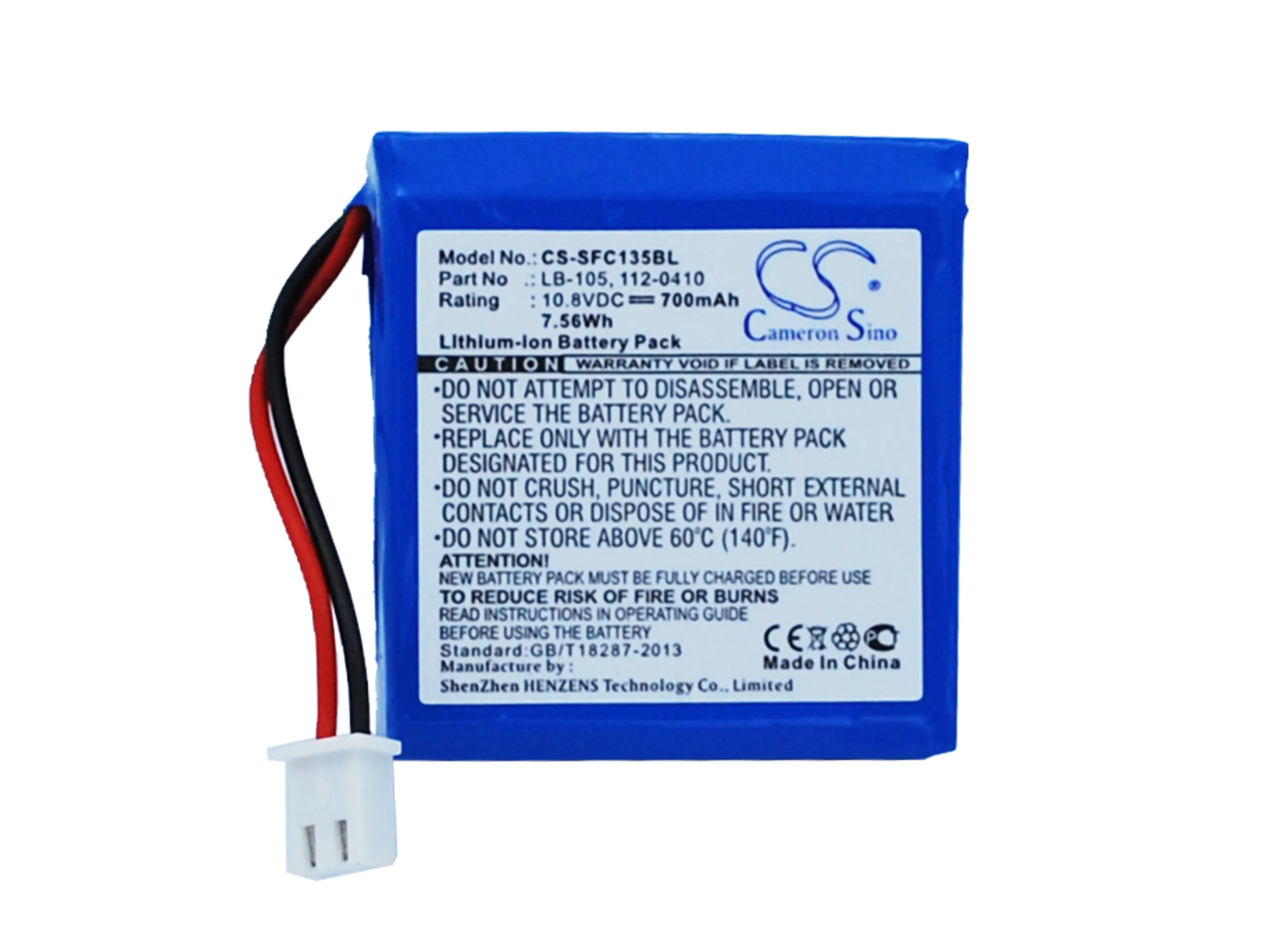 CS Replacement Battery For Safescan 135i, 145ix, 155i, 165i 112-0410, LB-105 700mAh/7.56Wh