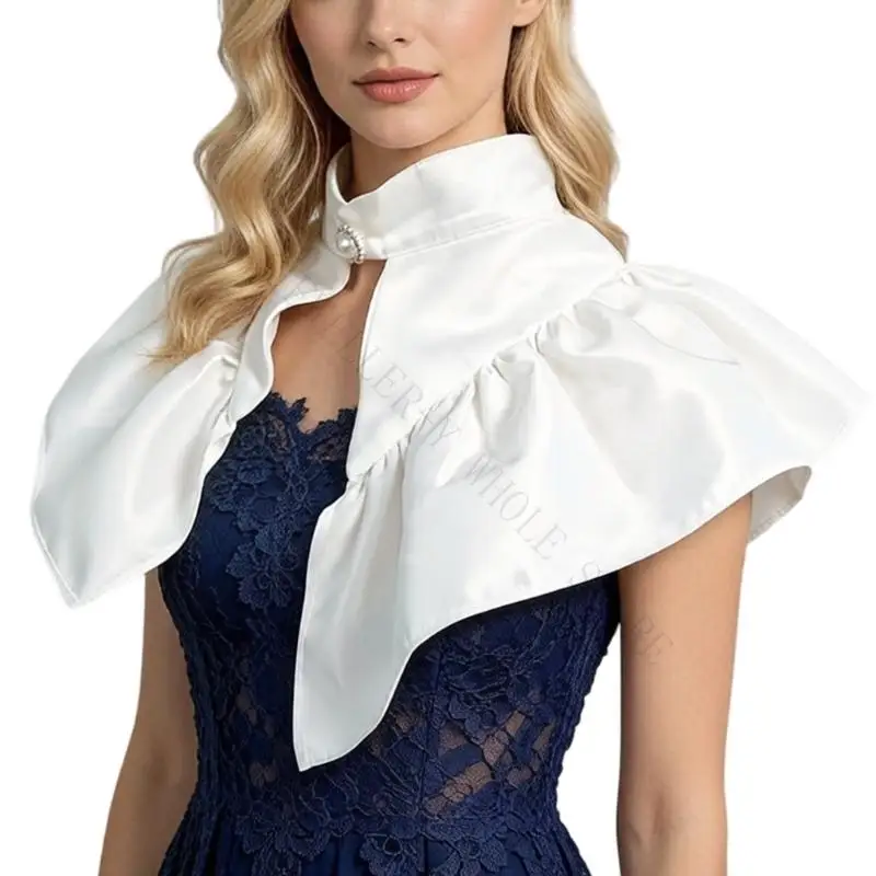 R7UF Victorian Collar With Satined Detachable Collar For Formal Occasion Casual Wear