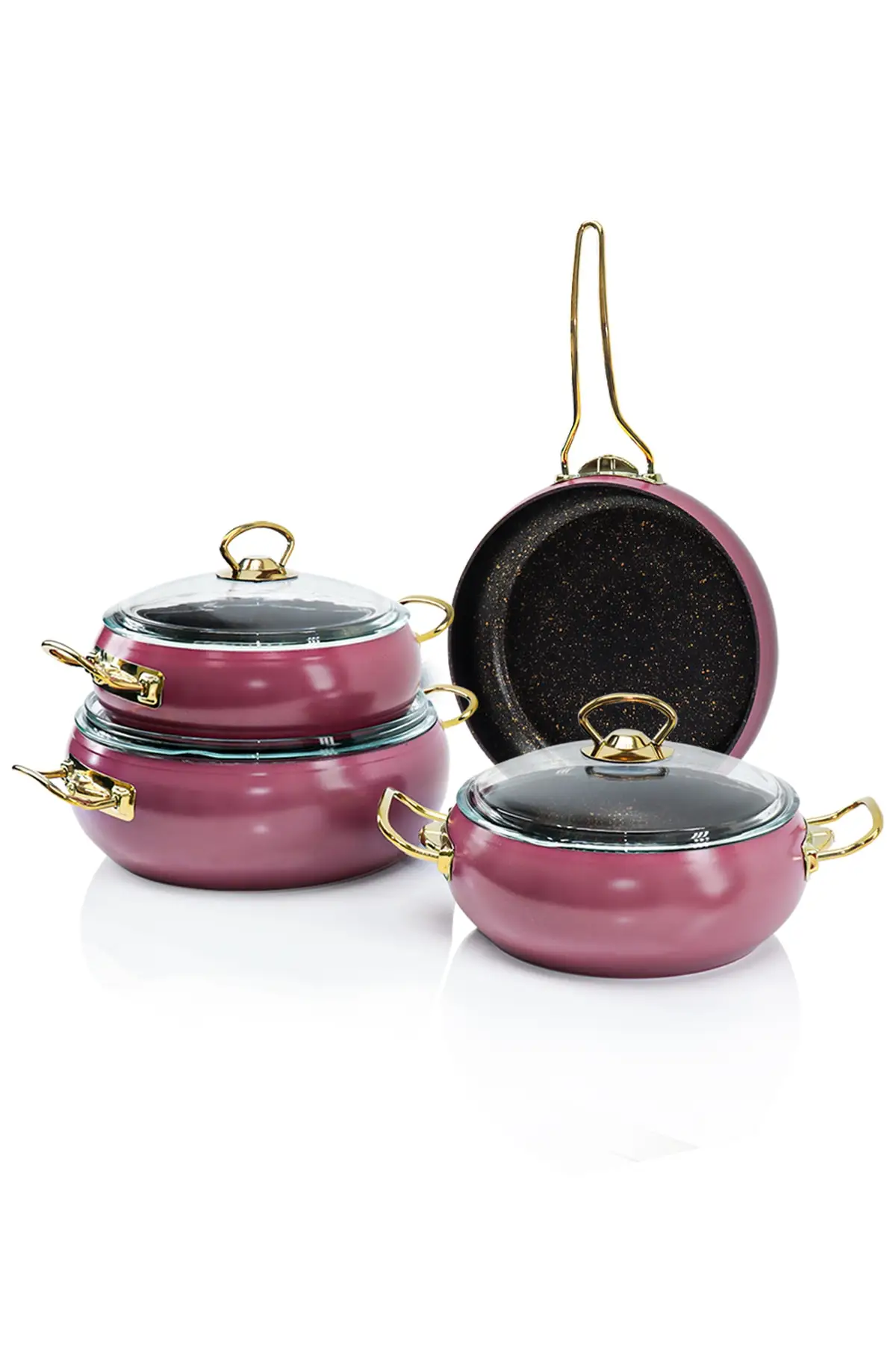 

DOLBOVI Topchef 7 piece granite globe Cookware Set lilac Cookware Set