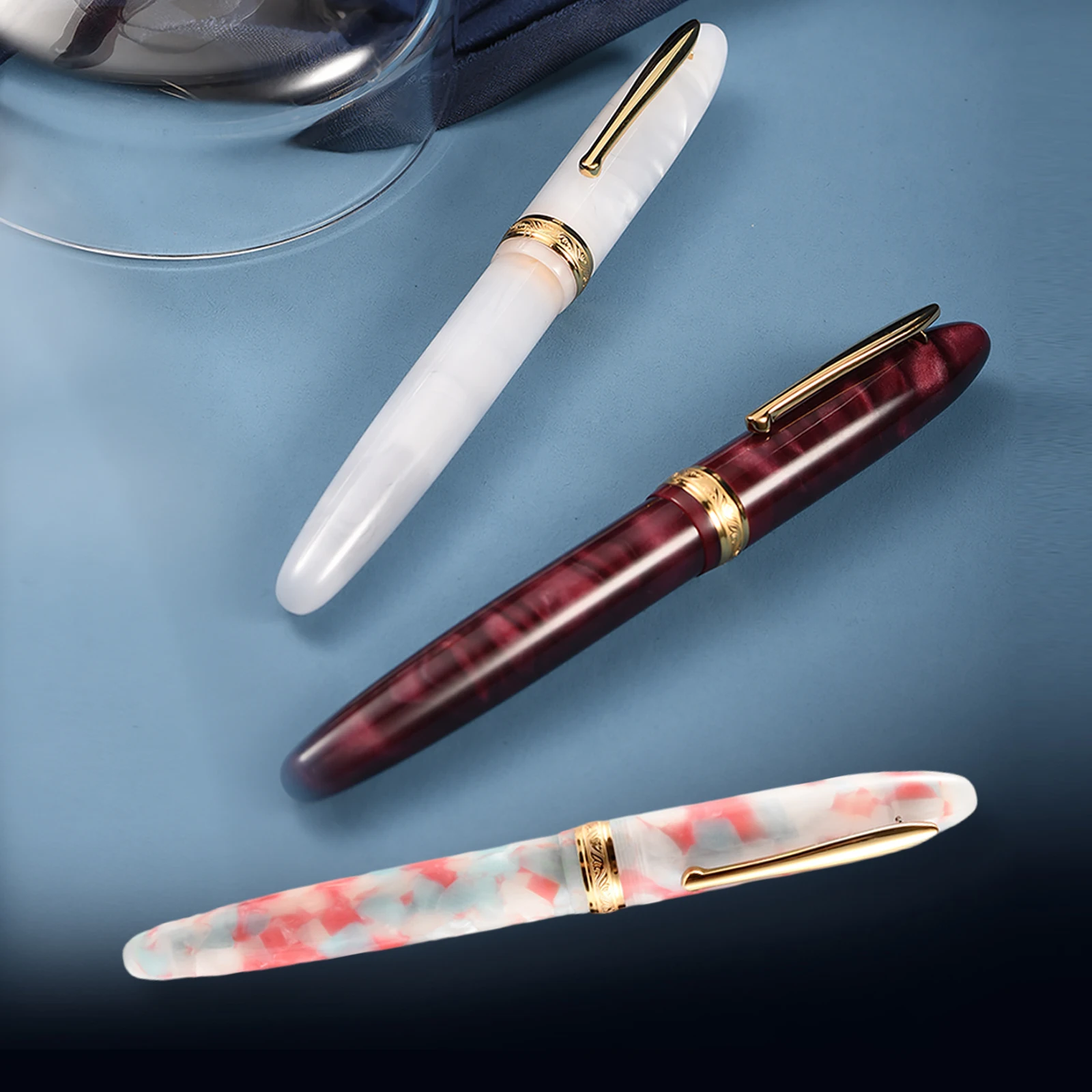 New Hongdian N9 Resin Fountain Pen Sea Of Cloud series EF M Nibs Business Office Signature Pen Rotating filling gifts Pens