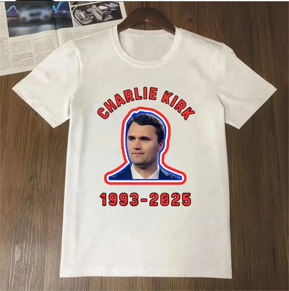 Charlie Kirk Commemorative Printed T-shirt with American Commemorative Style, Unisex Casual Short Sleeved Shirt
