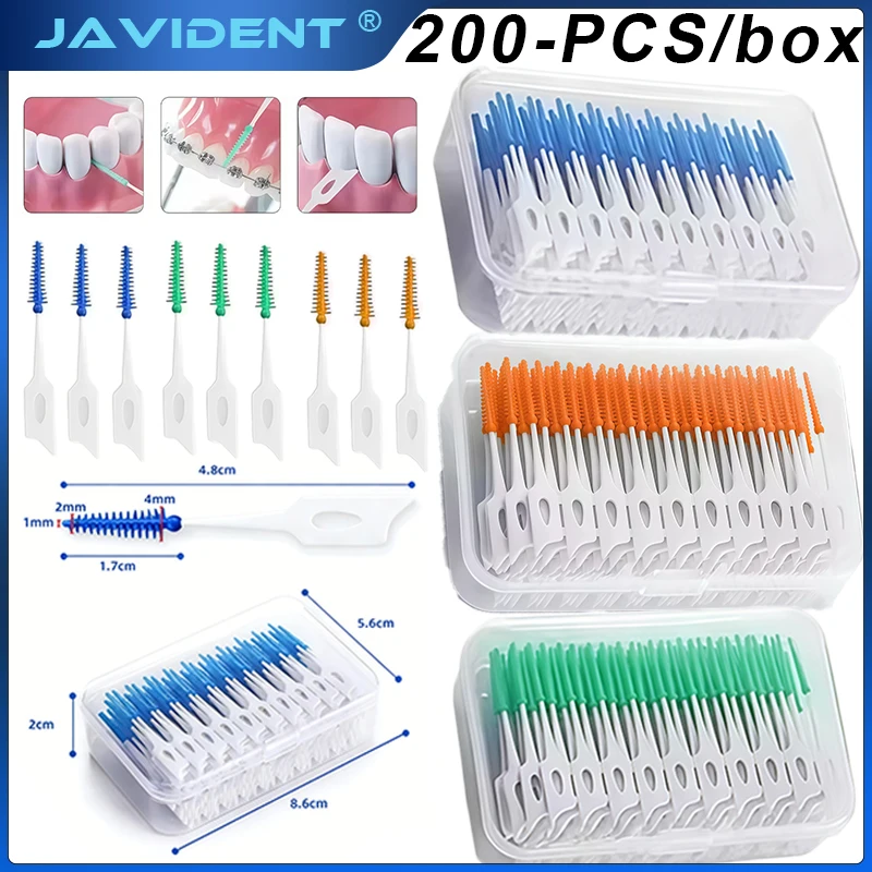 100pcs Interdental Silicone Brushes Dental Toothpicks Brush Between Teeth Silicone Toothpicks With Thread Oral Cleaning Tool