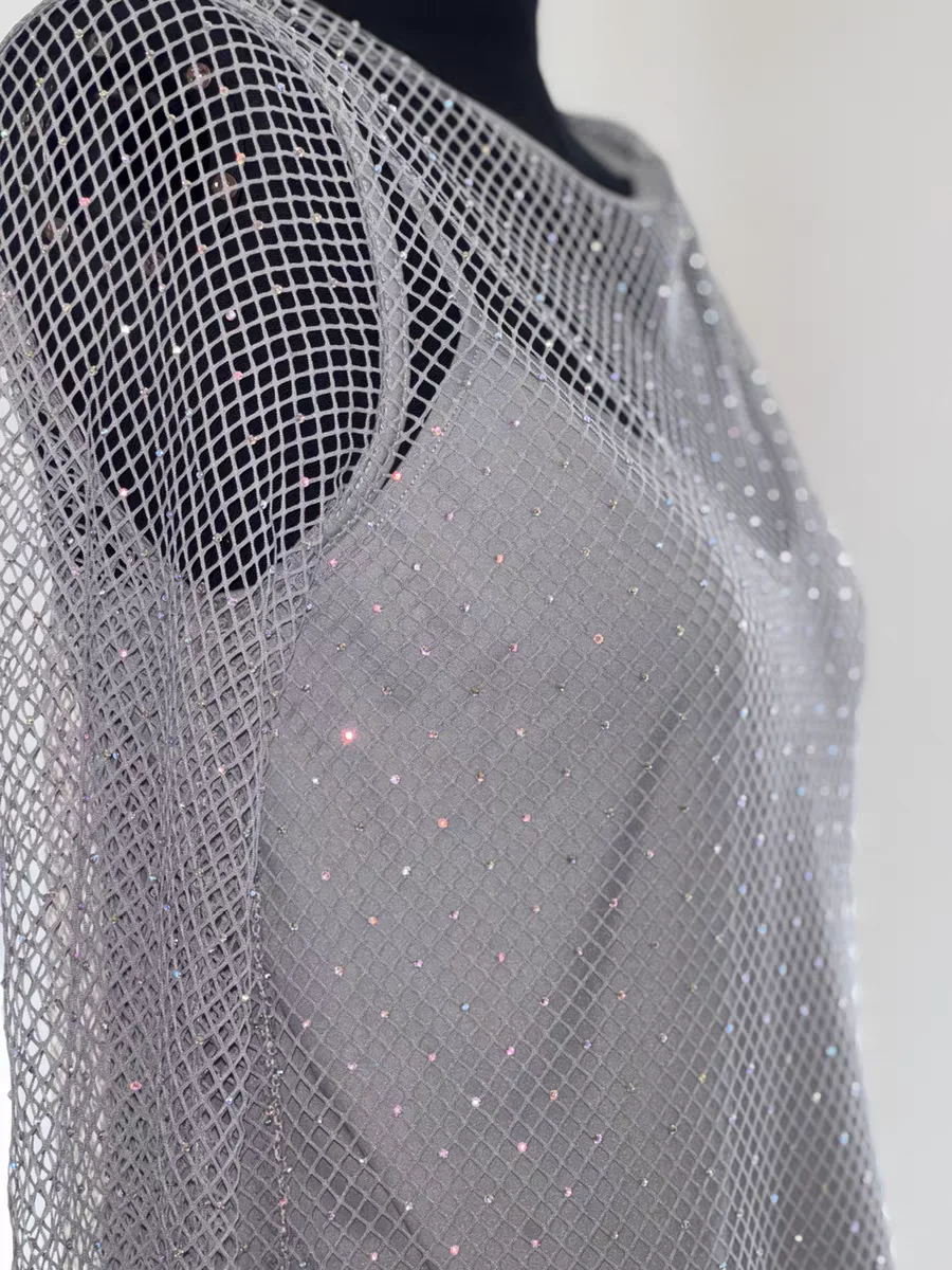 

Gothic Sle Long Sve Me Top Heavy Embroidery Sexy Hollow out Design Sparkling Diamond Cover up Women's Loose Fit Lace S...