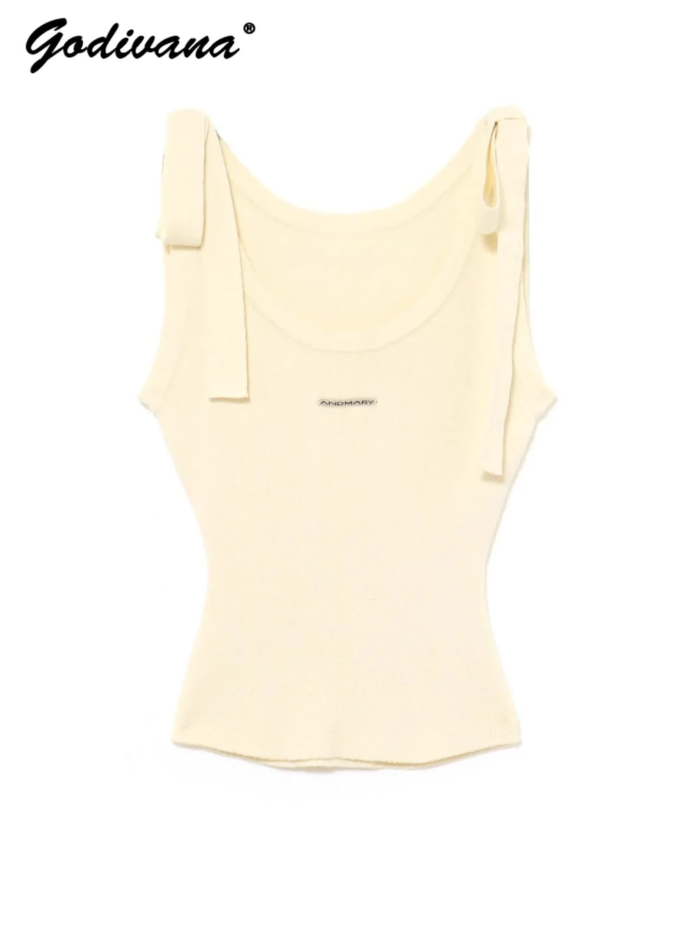 

2025 New Summer Japanese Style Lace-up Bow Sling Vest Female Casual Knitted Tank Top Camisole