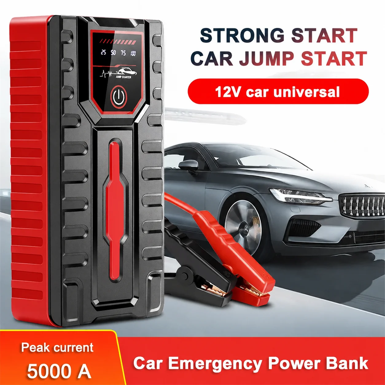 Avviatore di Emergenza Portatile per Auto, Power Bank con Caricatore 12V, Dispositivo di Avviamento Auto 5000A, Batteria di Emergenza per Auto a Benzina e Diesel # 20