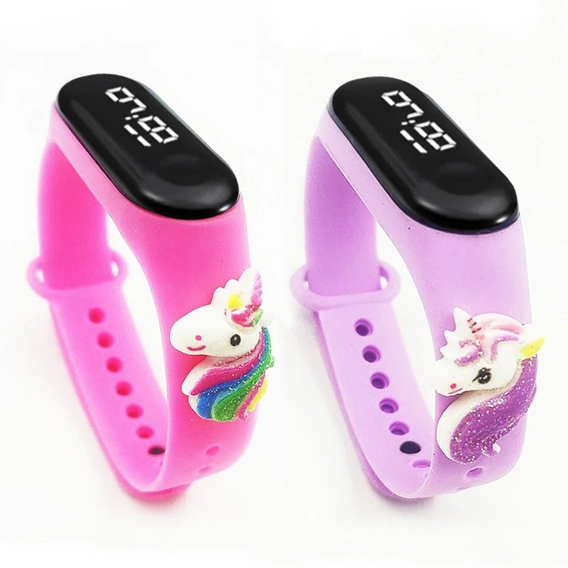 Cartoon Unicorn LED Smart Touch Children Smart Watch Waterproof Sports Bracelet Girls Kids Watches Glowing Toys