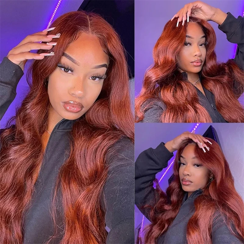 13x4 Reddish Brown Body Wave Lace Frontal Human Hair Wig HD Lace Frontal Wig Brazilian Human Hair Wig PrePlucked For Black Women