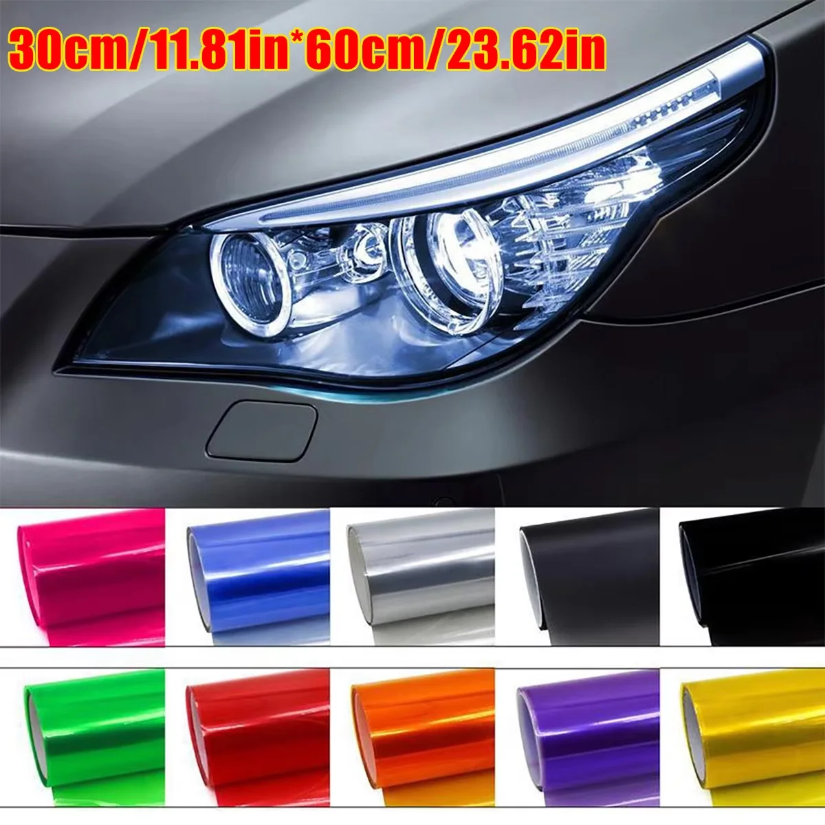 Glossy transparent light black smoked PVC film, 30x60cm, for car headlights and taillights, smoked vinyl film sticker.