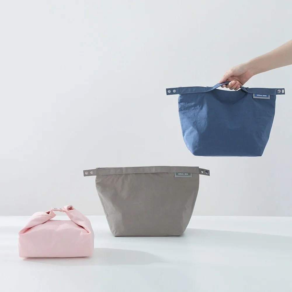 Quality Large Capacity Lunch Bag Waterproof Solid Color Breakfast Box Bags with Handle Fresh-keeping Pouch Students