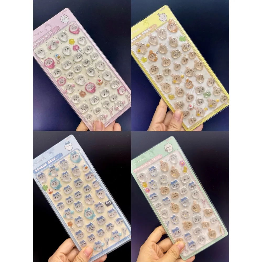 3D Cute 1/4pcs Crystal Stickers Chiikawa Usagi Phone Case Decoration Nail DIY Decorative Stickers for Notebook Laptop Waterproof