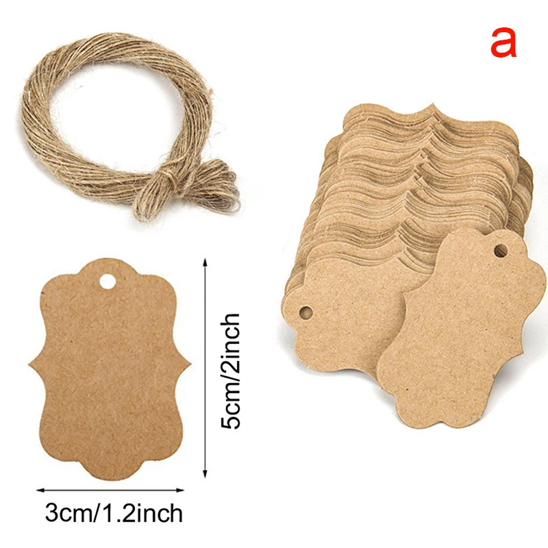 100pcs 5*3cm Packaging Label Brown Kraft /black/white Paper Tags DIY scallop Label Wedding Gift Decorating Tag