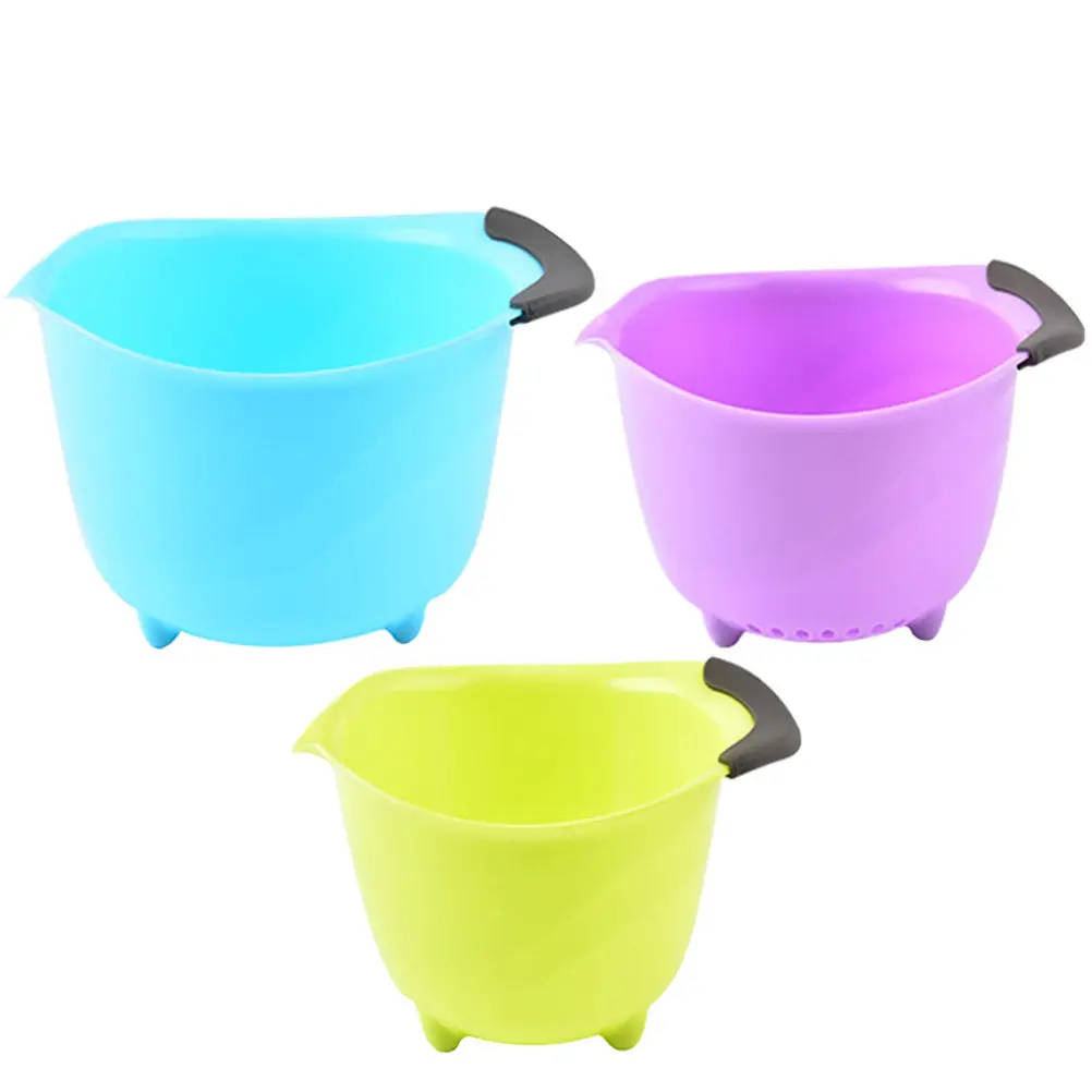 

3pcs Mixing Bowls Set Stackable Lightweight Fruit Washing Pot Smooth Round Edge Dishwasher Safe For Salad Cereals Rice Noodles