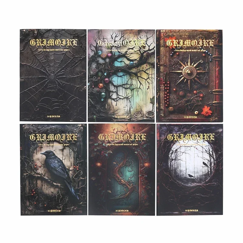 30Sheets Legend Book Scrapbook Cut Dark Handbook Paper Package Supplies Material Paper Book Classical Material 171*110MM