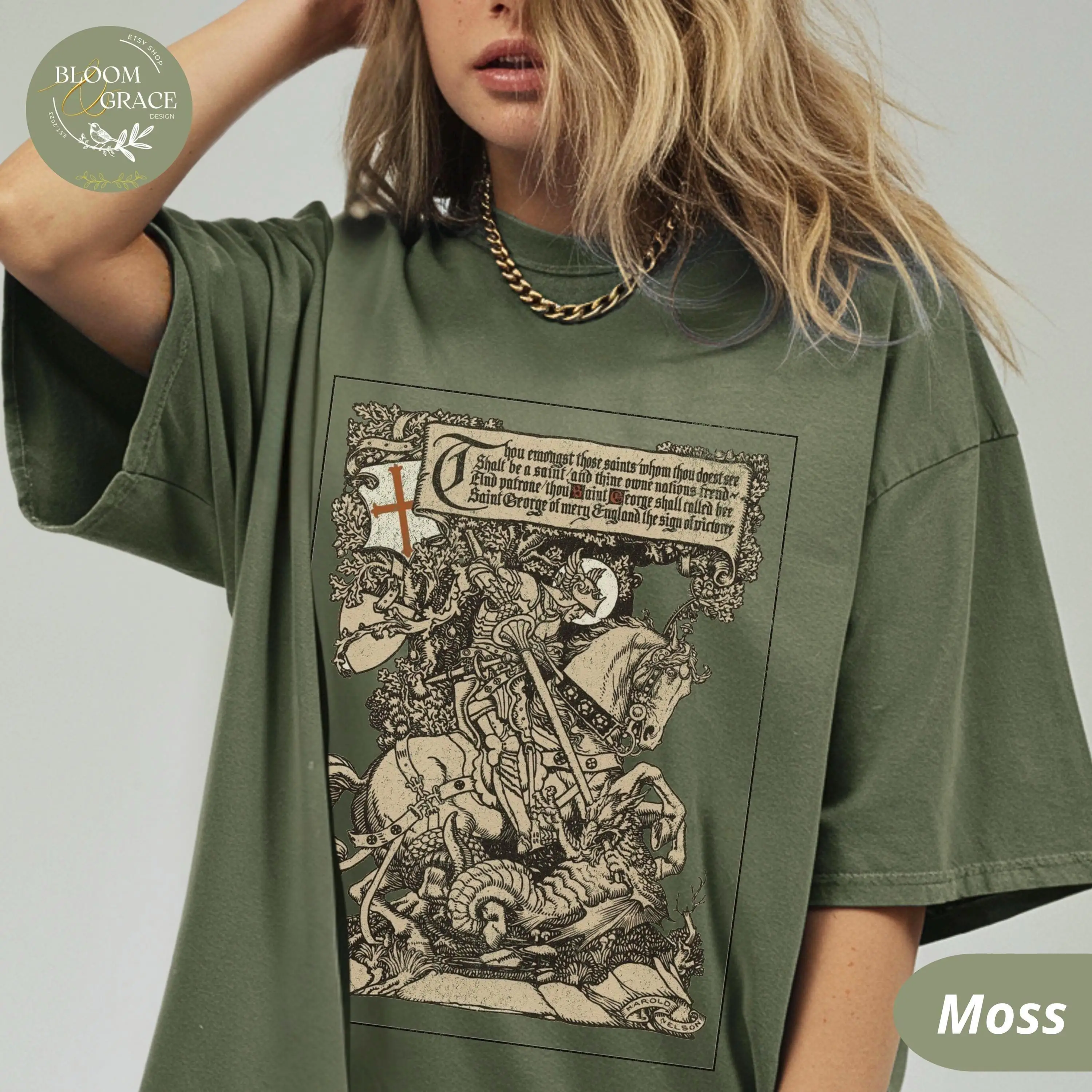 Medieval Shirt Castlecore Shirt Knightcore Tshirt Medieval Saint George Dragon Shirt Renaissance T-Shirt Renfaire Whimsigot