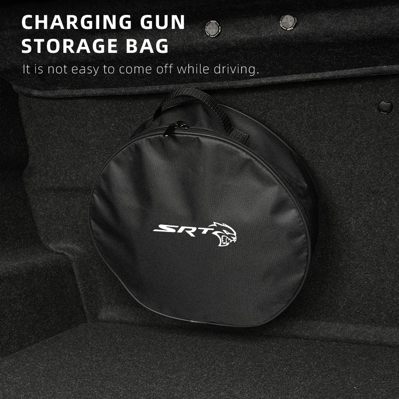 Car EV Chargeing Cable Storage Bag Travel Organizer Box For Dodge SRT Journey Charger Challenger Caliber Nitro Durango Avenger