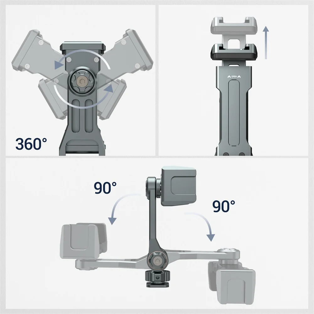 Soporte de aluminio para cámara, adaptador de trípode con doble zapata para Monitor, para iPhone, Samsung, DSLR, micrófono, luz de relleno, 2024
