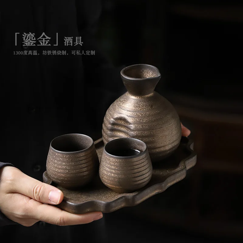 

Jianying Vintage Wine Set Ceramic Liquor Glass Set Household Spirit Glass Antique Liquor Divider Huang Qing Wine Set Wine Pot