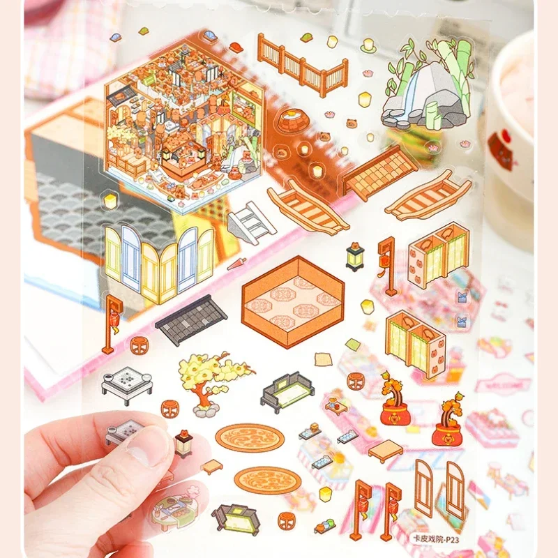 Scene Miniature Stickers Storage Stickers DIY Cabin Scene Stacking and Pasting Scrapbooking Material Scrapbook Kit