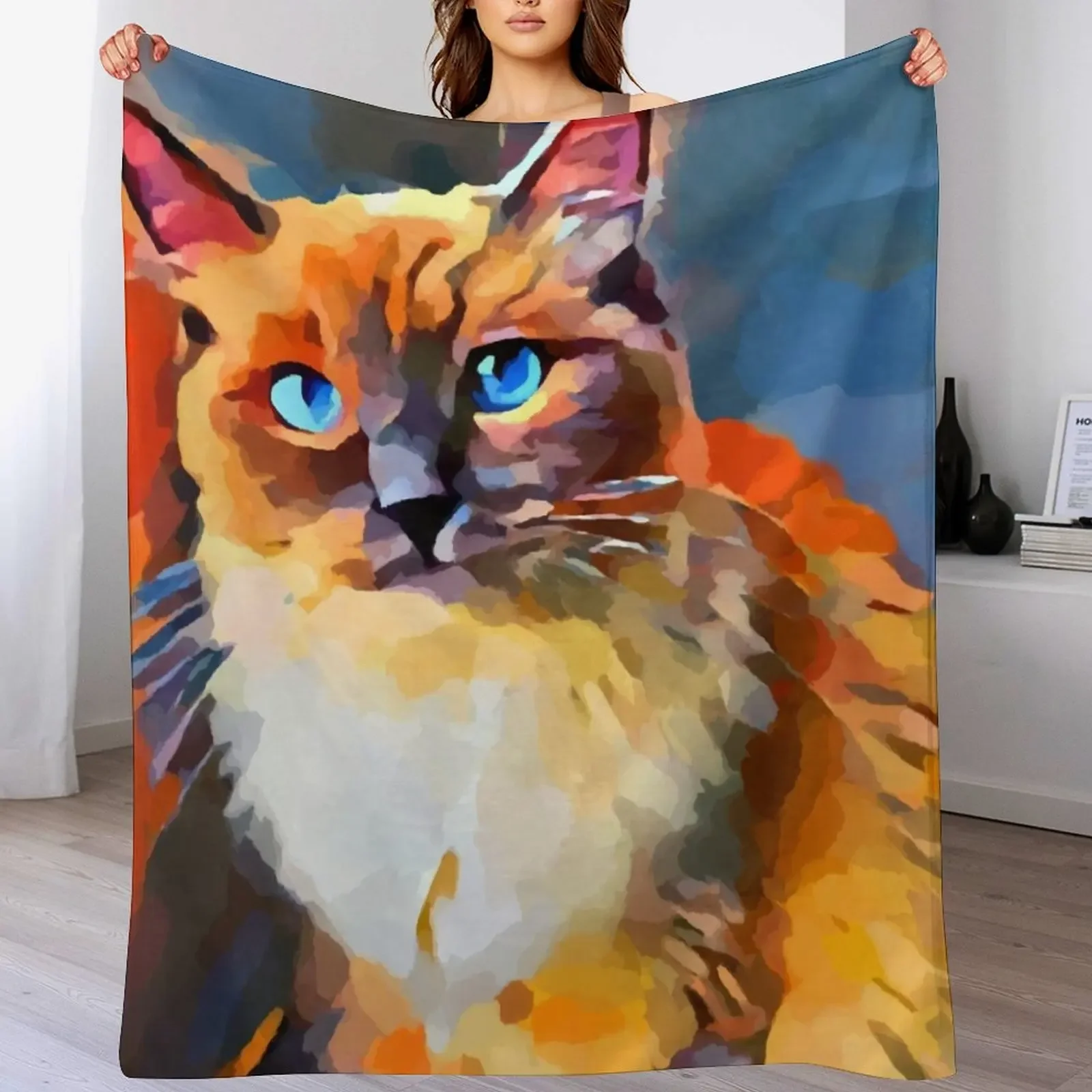 Ragdoll 2 Throw Blanket Foldable Soft Warm Blanket for Outdoor Use