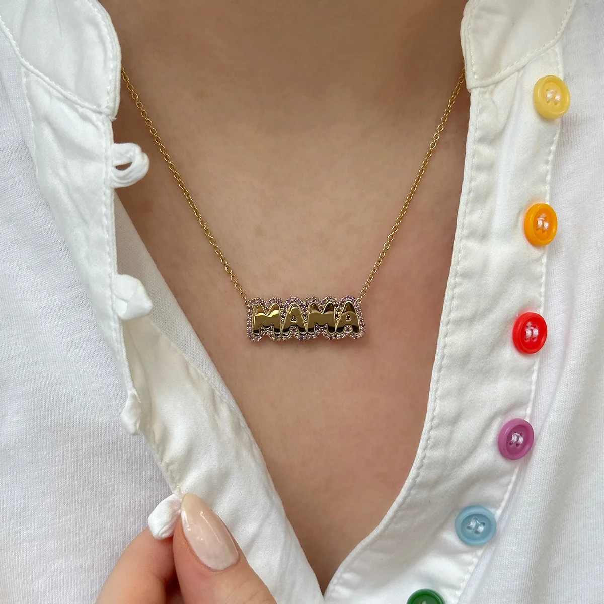 Collier pendentif lettre de manucure pour femme, acier inoxydable, plaque signalétique vertébrale, clavicule, tour de cou, bijoux cadeaux, maman, amour, fête des mères