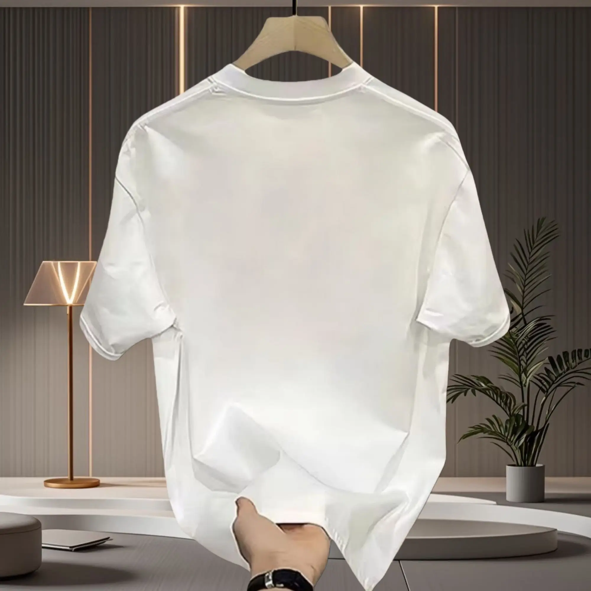 Black Men's Casual Round Neck Short Sleeve T-Shirt with Dandelion Print Design for Daily Wear Summer