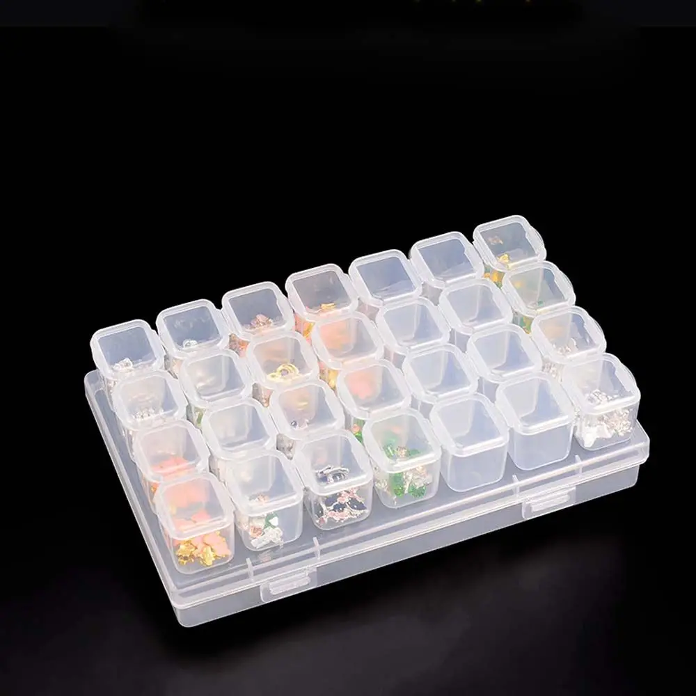 Display Case Compartment Plastic 28 Grid Open the Lid Beads Storage Case Jewelry Packaging Pill Box Transparent Storage Box