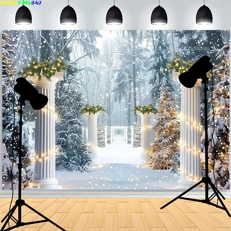 

Rustic Floral Decor Christmas Day Photography Backdrops Santa Claus Fireplace Winter Family Party New Years Background XH-73