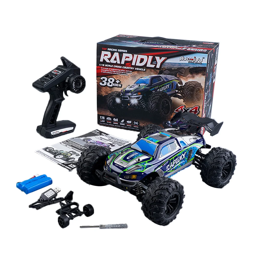 16101 1:16 38KM/H 4WD RC Car With LED Light 2.4G Remote Control Cars High Speed Drift Monster Truck for Kids Children Boys Gifts