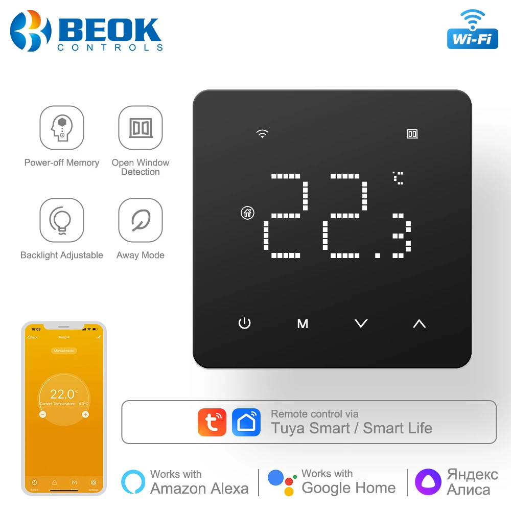 

Beok Smart Life Wifi Heating Thermostat 220V for Gas Boiler Undrefloor Heating Temperature Controller with Alice Google Home