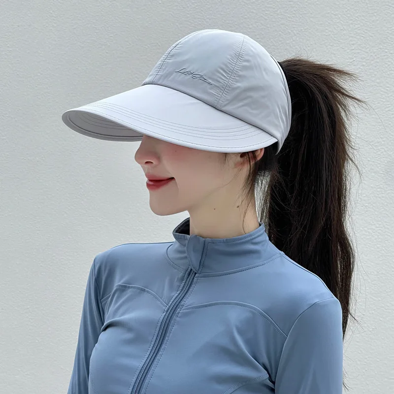 Wide Overbrim Sunblock Hat Women's Outdoor Can Be Tied Ponytail Baseball Cap Men's Quick Drying Empty Top Sunhat