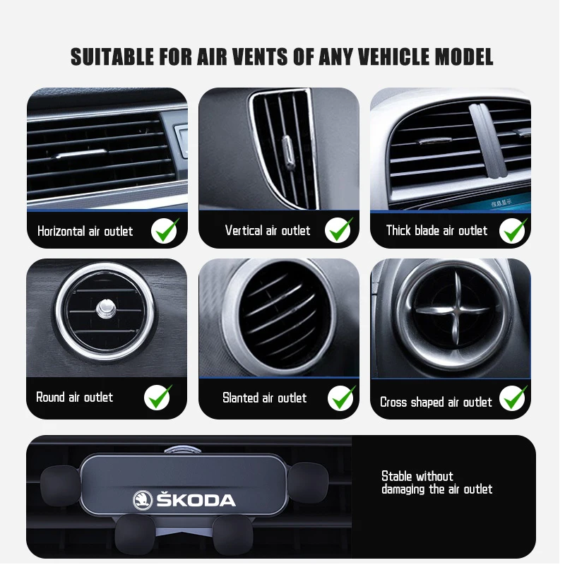 Car Phone Holder Shockproof GPS Navigation Clip Smartphone Stand For Skoda VRS Octavia 1 2 3 Rapid Kodiaq Karoq Fabia Kamiq - view 3