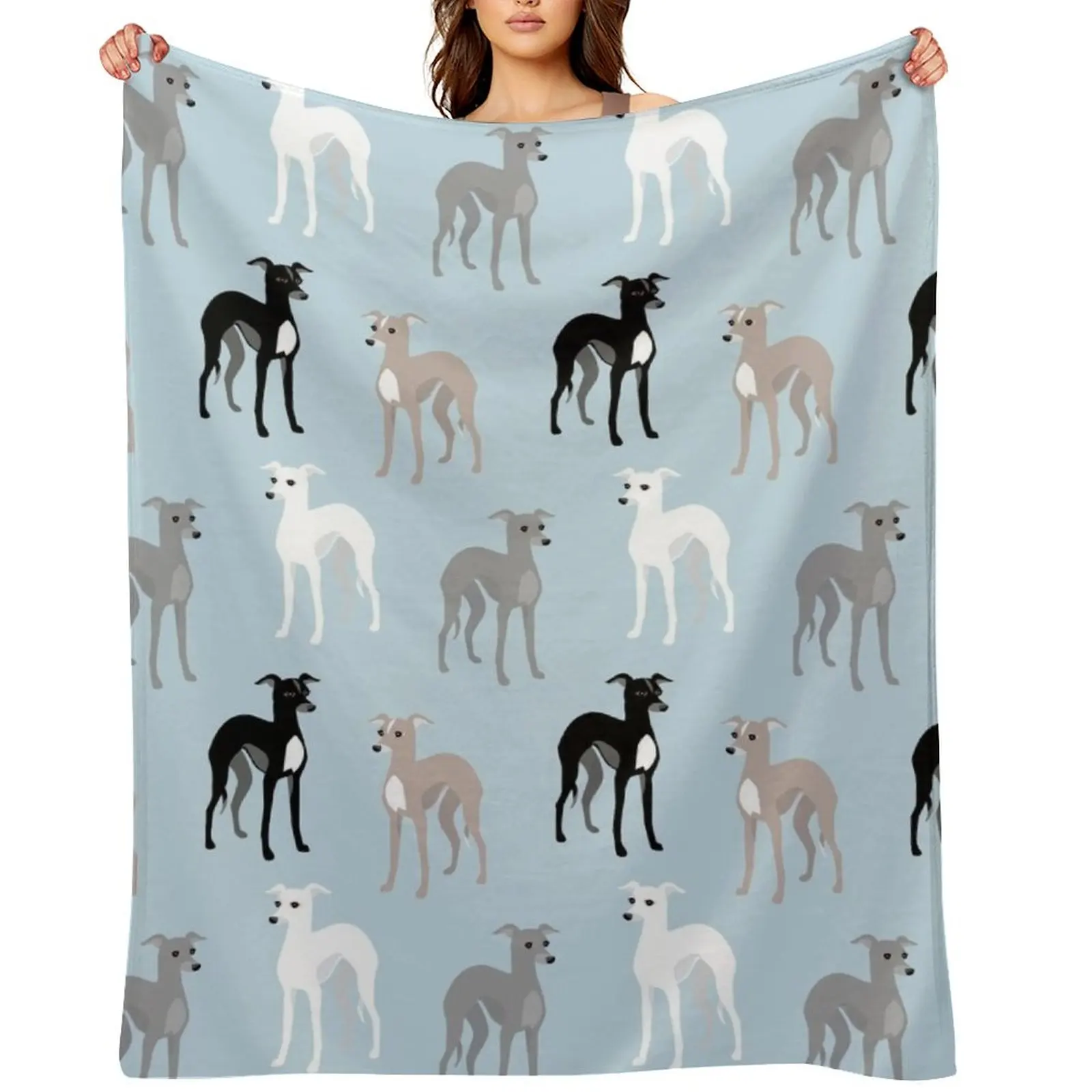 

Italian Greyhounds or Whippets Cute Pattern Throw Blanket Loose decorative For Baby Luxury Designer Blankets