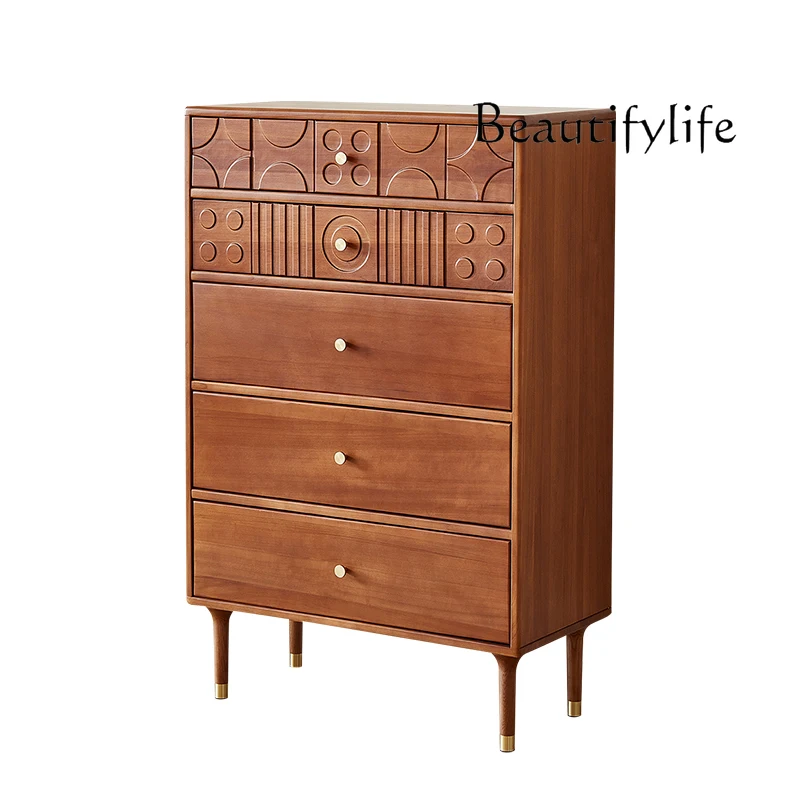

drawers, bedroom light luxury and high-end solid wood locker, living room against the wall, five-bucket storage cabinet