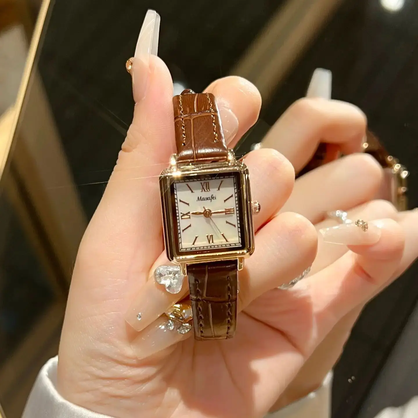 Fashion retro luxury watch for women square simple women\'s watch reloj mujer classic small square watch relojes para damas