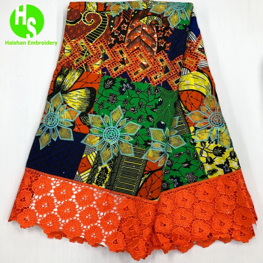 Latest 5 Yards Ankara Wax Lace Fabric 2023 Hight Qualiy African Wax Embroidery Fabric For Woman Party Dresses Material