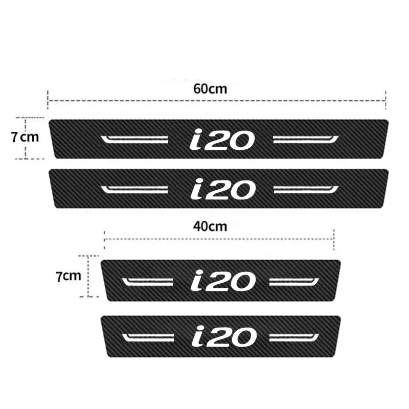Car Front Rear Door Sill Threshold Stickers Carbon Fiber Decals For Hyundai i20 Badge 2023 2022 2021 2020 2019 Auto Accessories