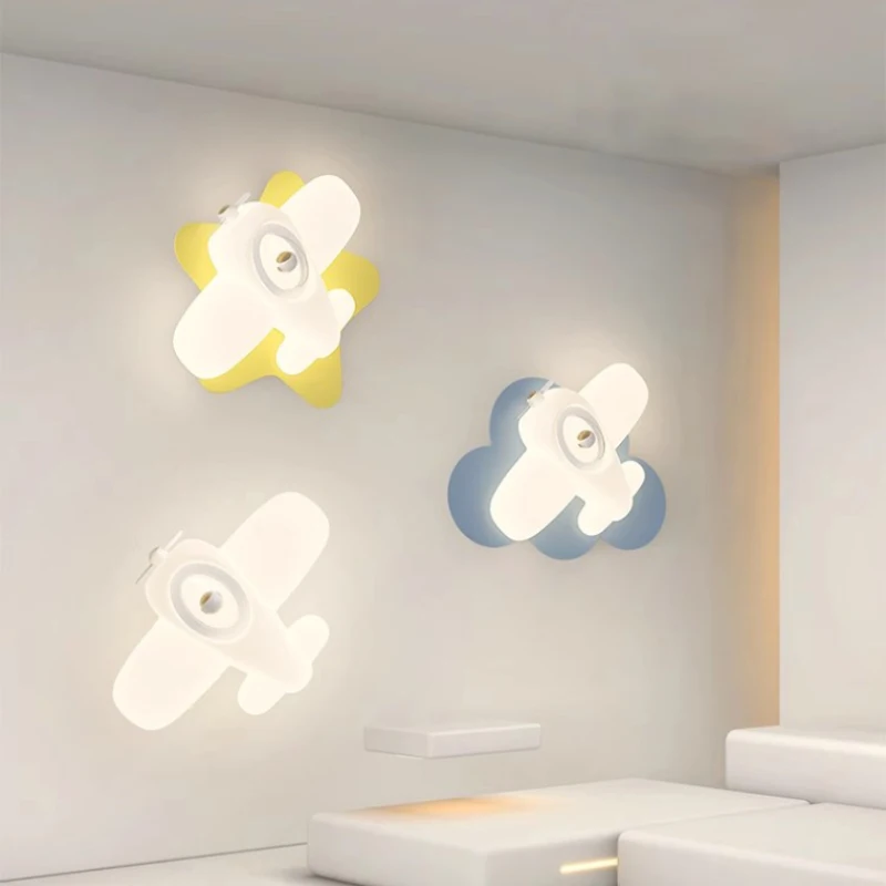 

Airplane Wall Lamps Children's Room Boy Bedroom Bedside Lamp LED Minimalist Modern Warm Baby Room Nursery Helicopter Wall Lights