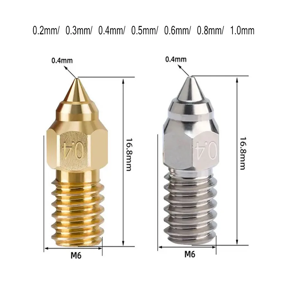 For Ender 3 V3 SE Nozzle ENDER 7/Spider ender 5 S1 Serise 0.2 0.4 0.6 0.8 1.0mm 3D Printer Parts High Speed Nozzles 1/2/3PCS