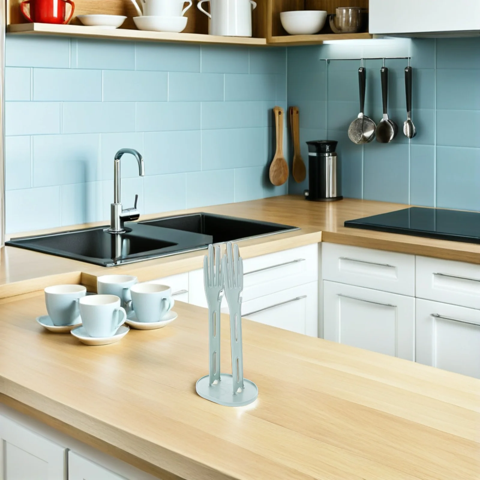 

2Pcs Kitchen Glove Drying Holder Hanging Rack Efficient Draining Design Glove Organizer Dish Storage Dish Holder