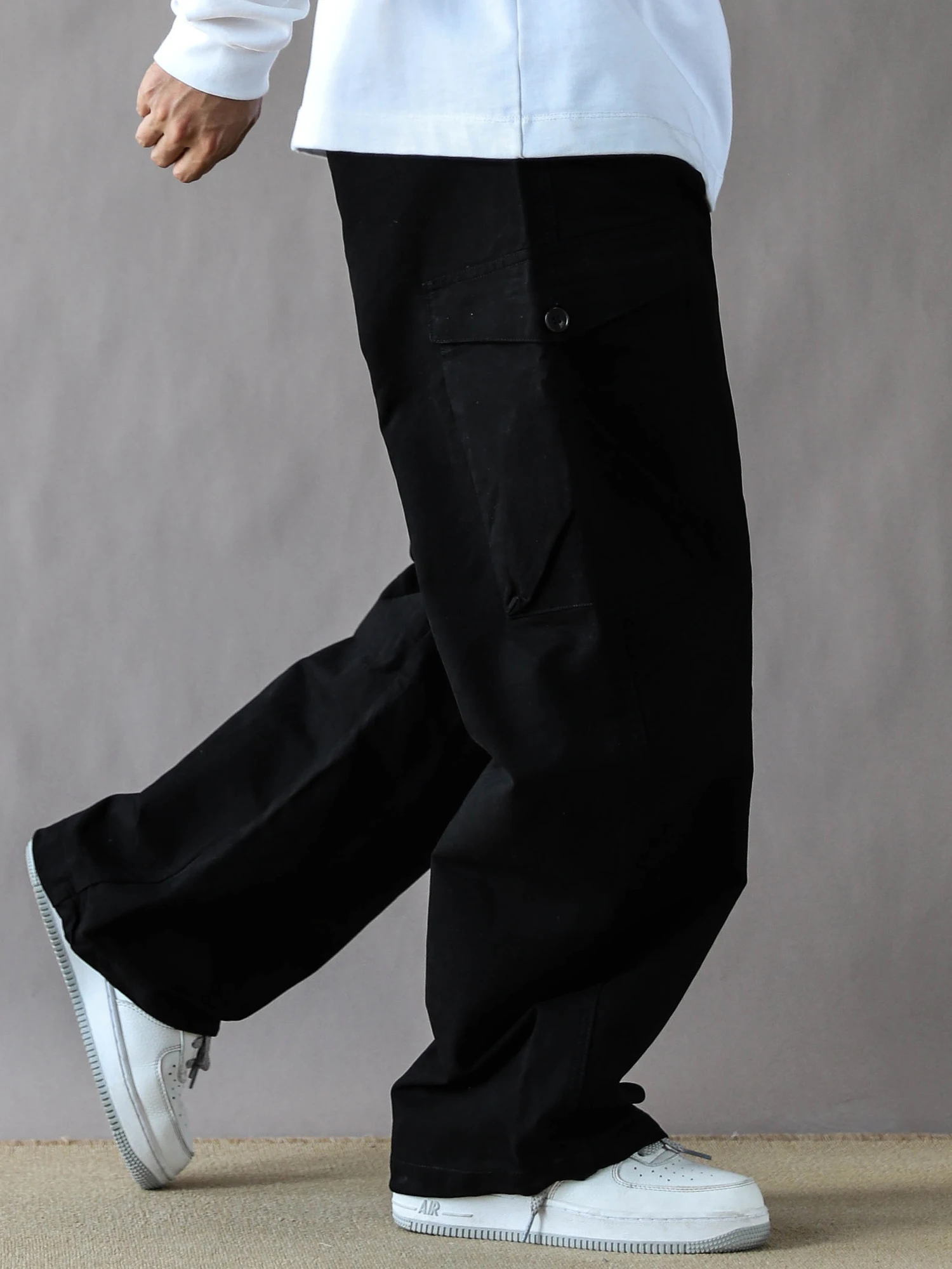 

American Retro Men's Work Pants Loose Straight Leg Bla Cotton Casual Trousers mid Waist Spring Autumn New Sle