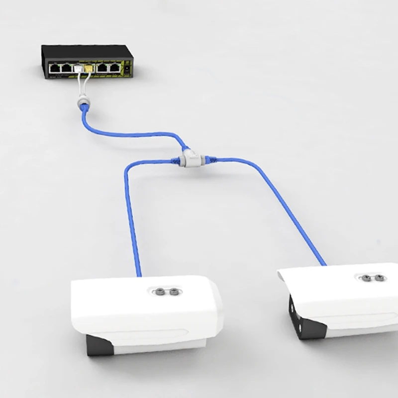 Y1UB POE Splitter 2-in-1 Netwerkbekabeling Connector Drieweg RJ45 Connector voor Beveiligingscamera Installeren accessoires