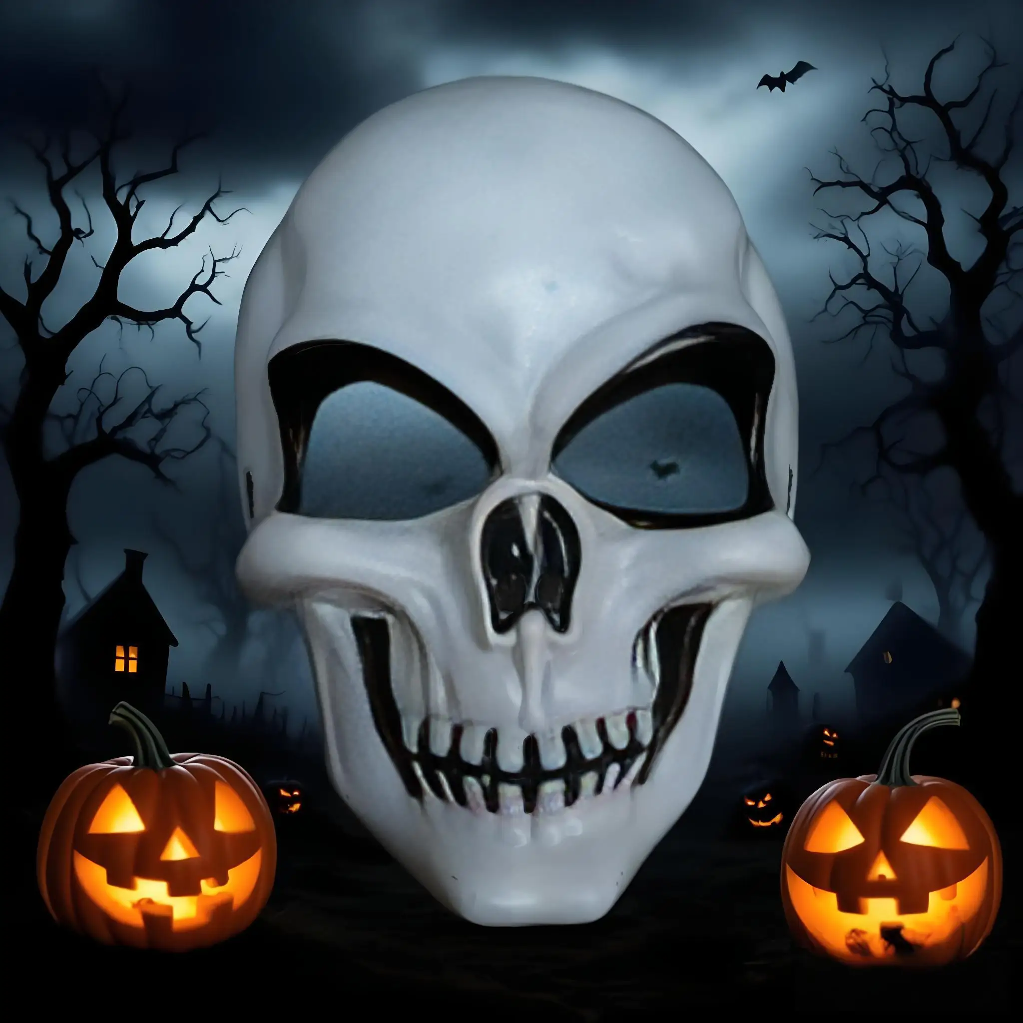 

Ужасающая реалистичная ролевая маска белого скелета на Хэллоуин, подходящая для украшения праздничной атмосферы вечеринки