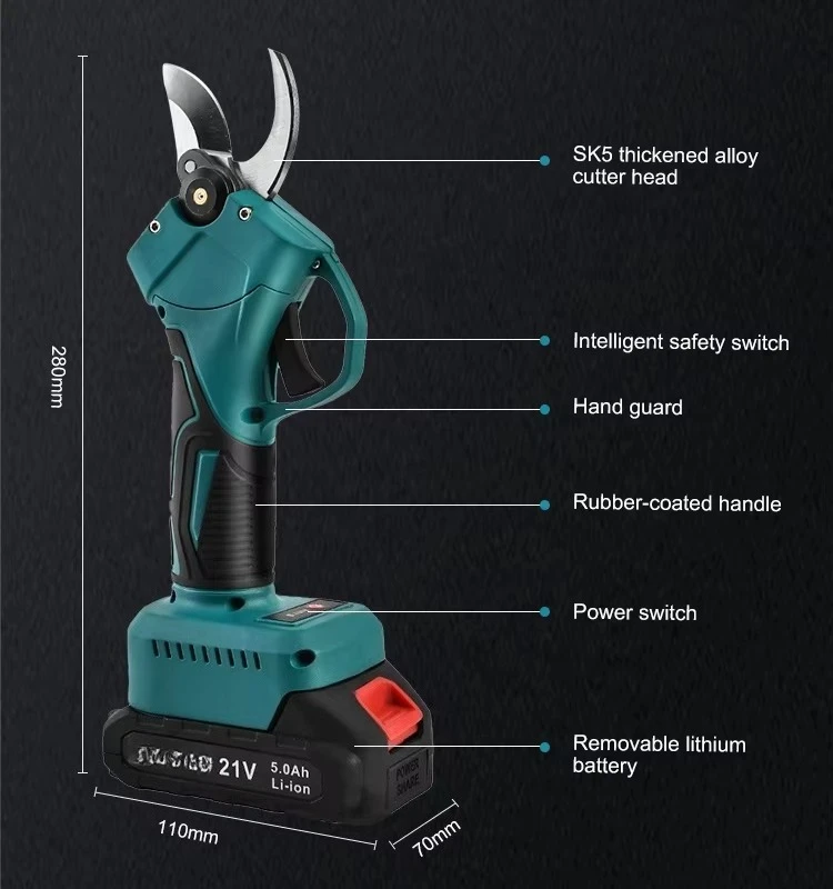 Custom New 25mm Rechargeable Electric Pruning Shears Garden Pruning Cutter Handheld Wireless Mini Electric Pruning Scissors