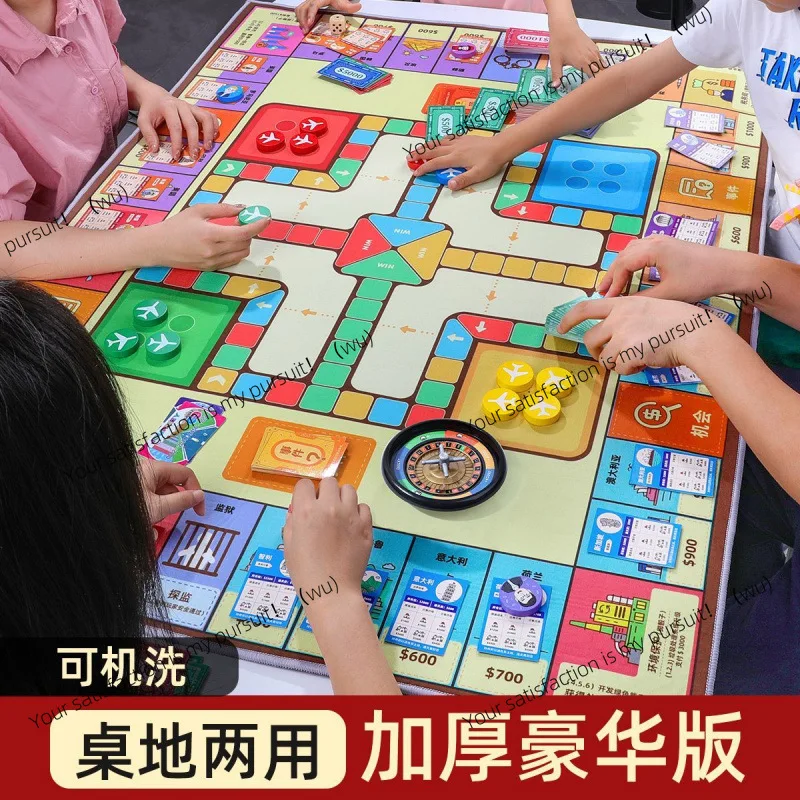 Big Rich World Tour Deluxe Board Game Adult Table Game Flying Chess 2-in-1 Carpet Mat