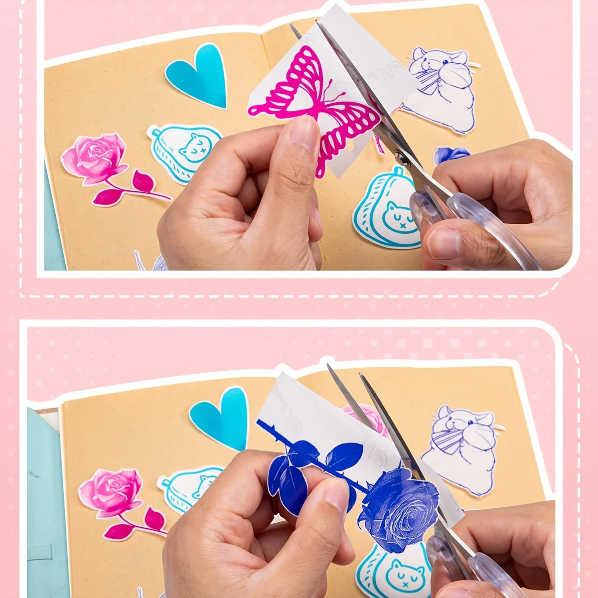 شفافة نابضة بالحياة للطابعة الحرارية القابلة للطباعة، مثالية للمجلات، تصميم محمول مع طابعة صغيرة بنمط ملون