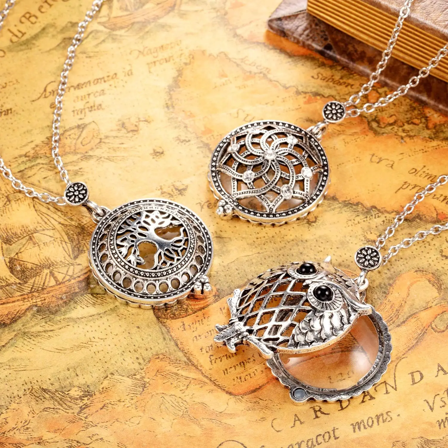 10X Portable Vintage Magnifying Glass Pendant Necklace for Reading Crafts Working Inspection Exploring Jewelry Accessory Gift