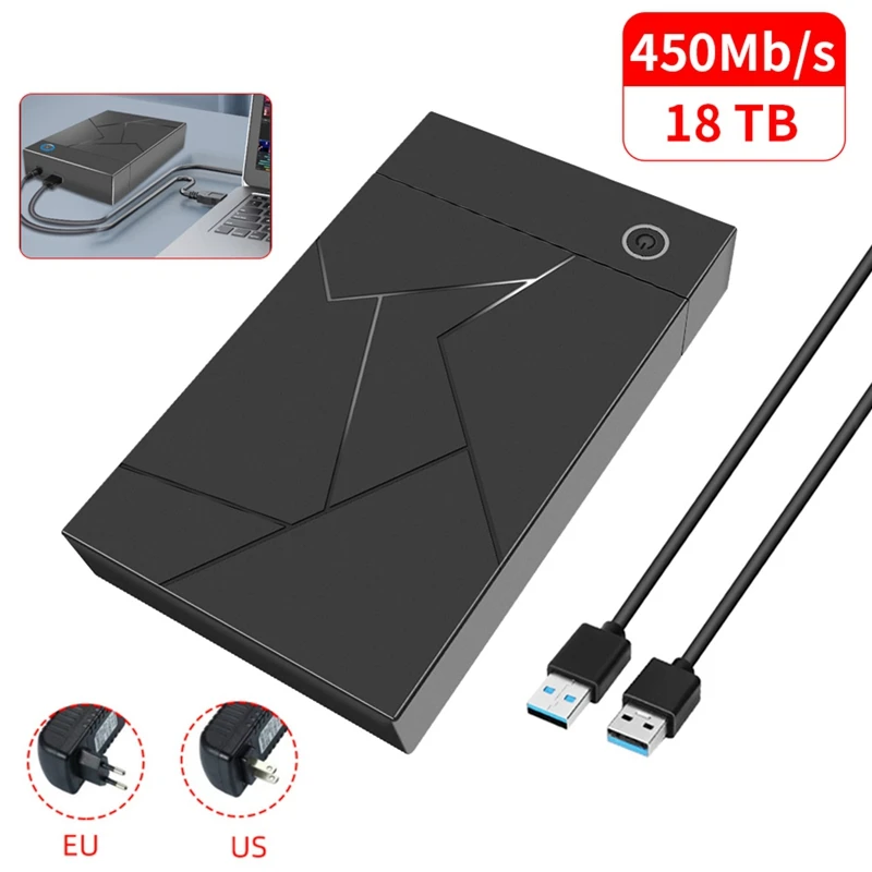 3.5 Inch HDD Enclosure USB 3.0 to SATA Hard Drive Case SSD Enclosure External Solid State Hard Drive Disk Box-EU Plug